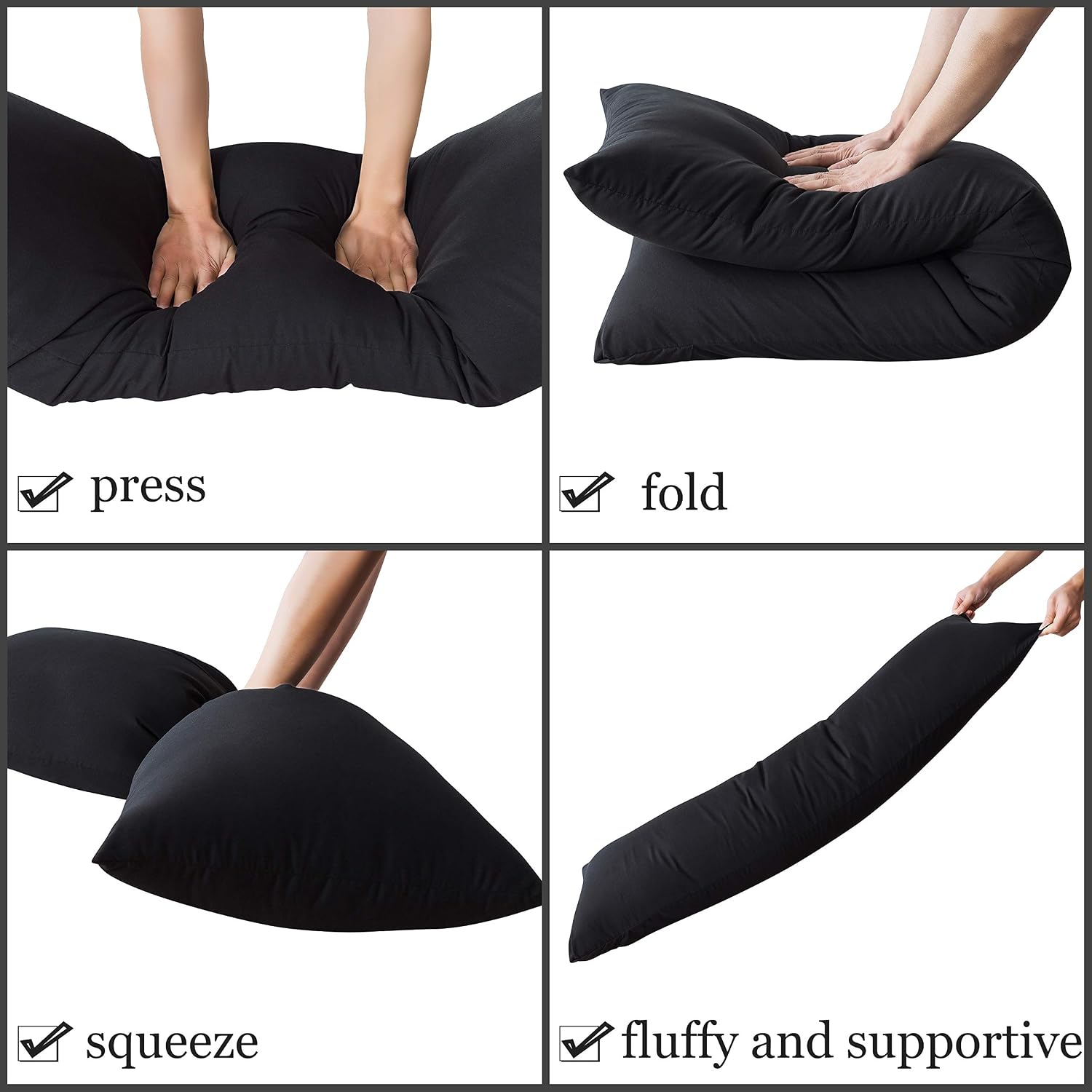 Thumbnail 6 de ELNIDO QUEEN 20 x 54-Inch Body Pillow with Black Polyester Pillowcase
