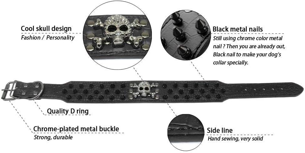 Thumbnail 2 de haoyueer Sharp Spiked Studded Dog Collar (2 Inch) – red synthetic leather collar for medium & large dogs