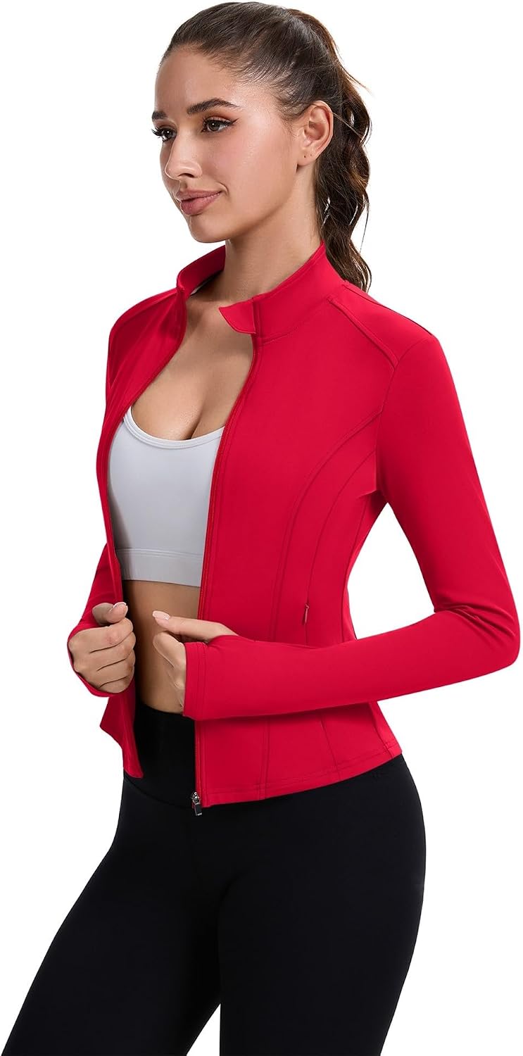 Detalle de ZHENWEI Women's Cropped Workout Jacket, Nylon-Spandex Blend