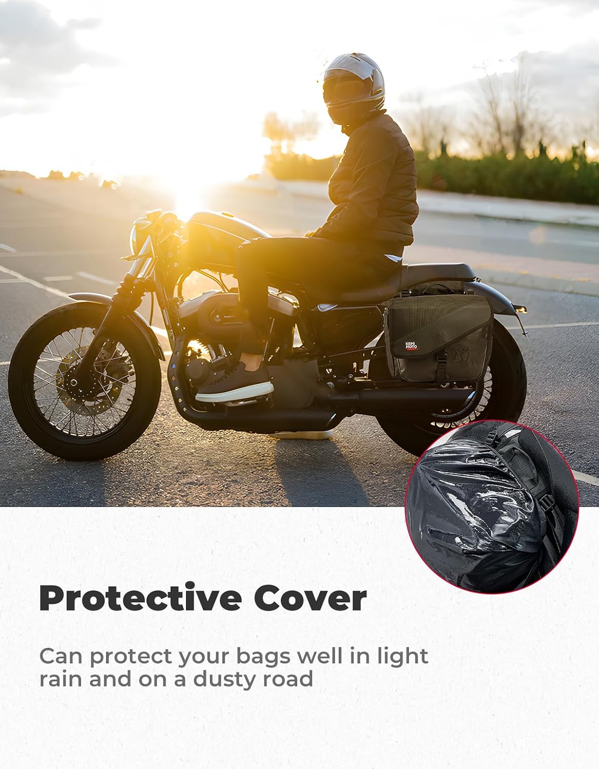 Detalle de KEMIMOTO 40L Detachable Side Saddle Bags for Motorcycles