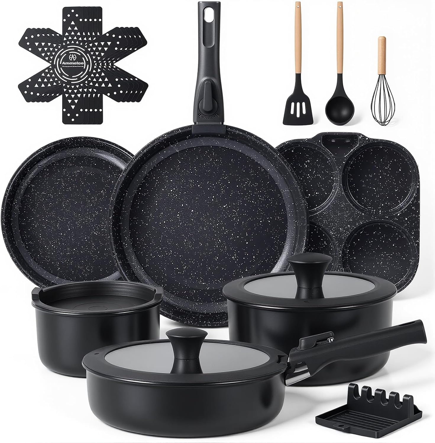 Detalle de Ammeloo 21-Piece Ceramic Cookware Set 🥘