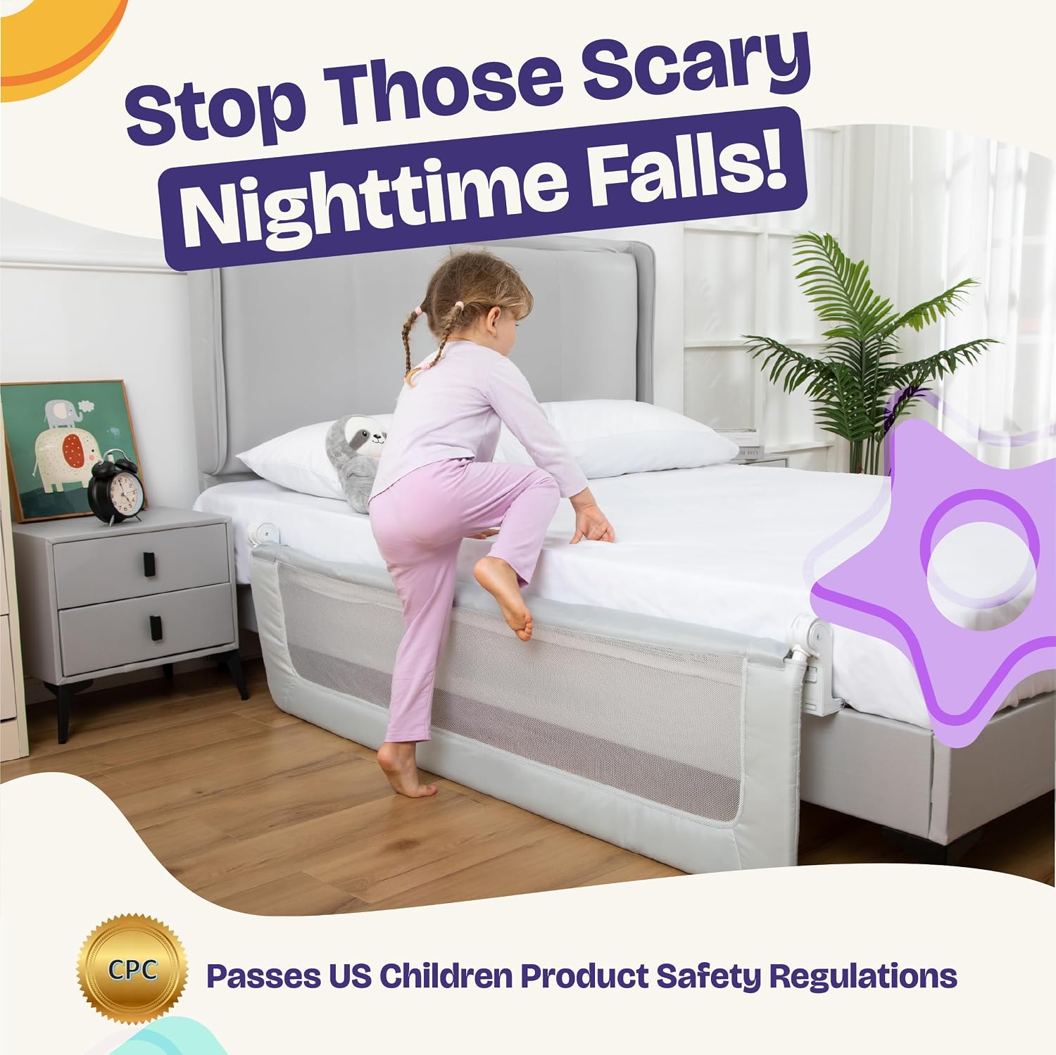 Thumbnail 4 de ComfyBumpy 55.5" Toddler Bed Rail for Twin–King