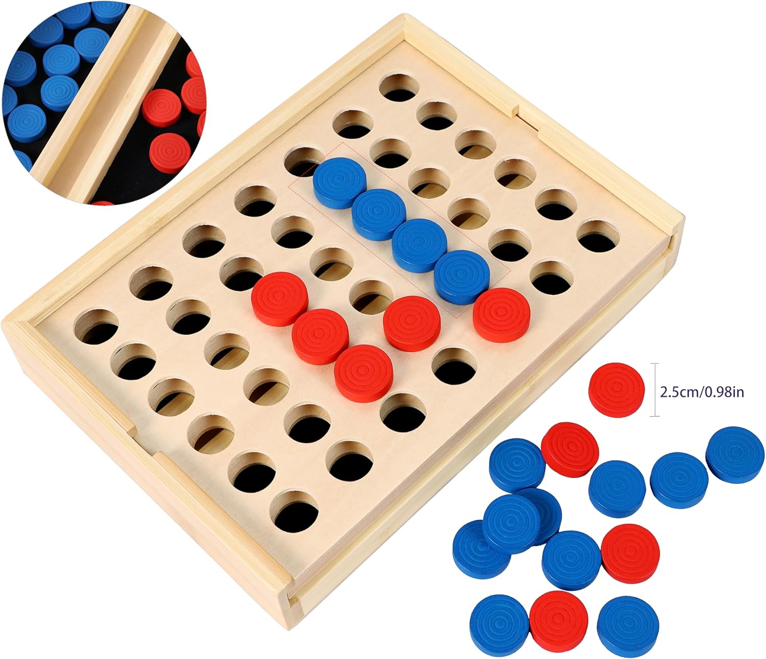 Thumbnail 2 de TOWO Wooden 4 in a Row Game — Classic Strategy for All Ages