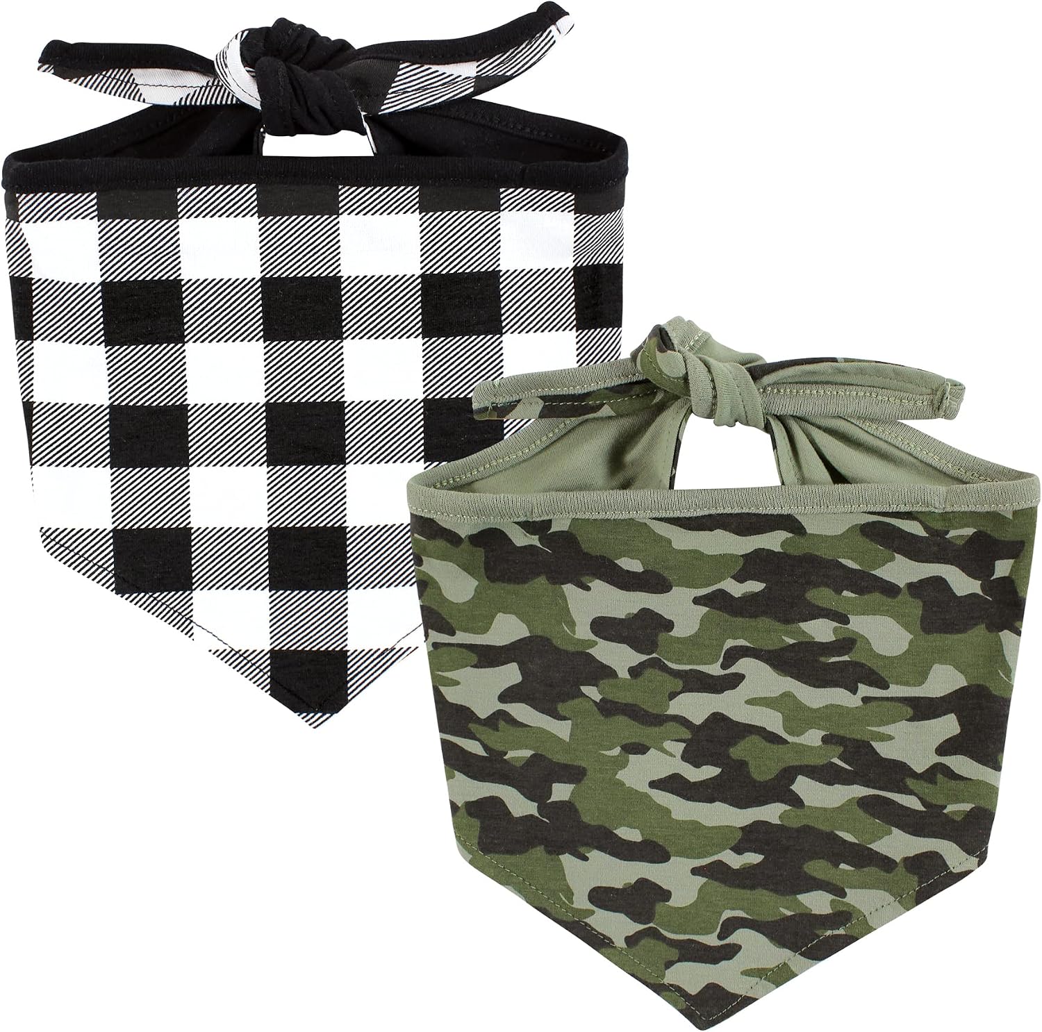 Detalle de Luvable Friends Dog Reversible Bandana Bibs (2-Pack) - Plaid Camo, One Size