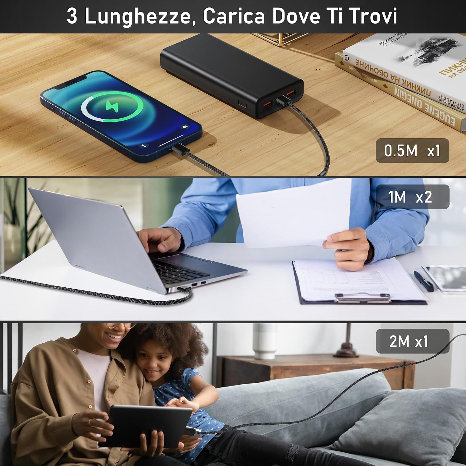 Thumbnail 4 de Anysea Cavo USB C to USB C 60W 2M+1M+1M+0,5M