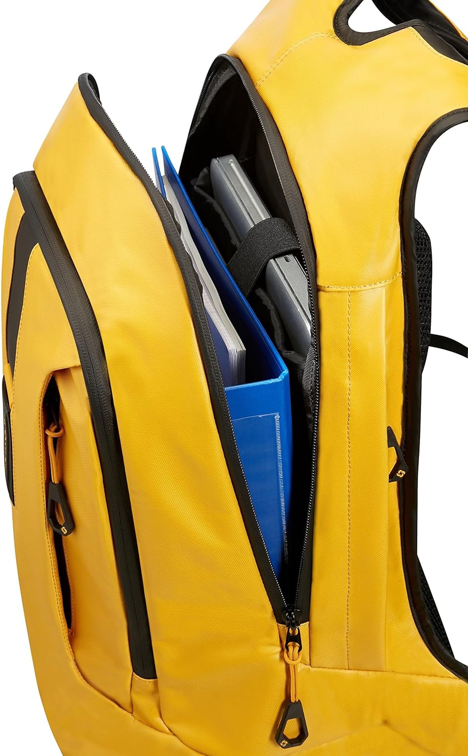 Detalle de Samsonite Paradiver Light Laptop-Rucksack L+ für 15,6 Zoll, 24 L – wetterfeste Materialien in Gelb