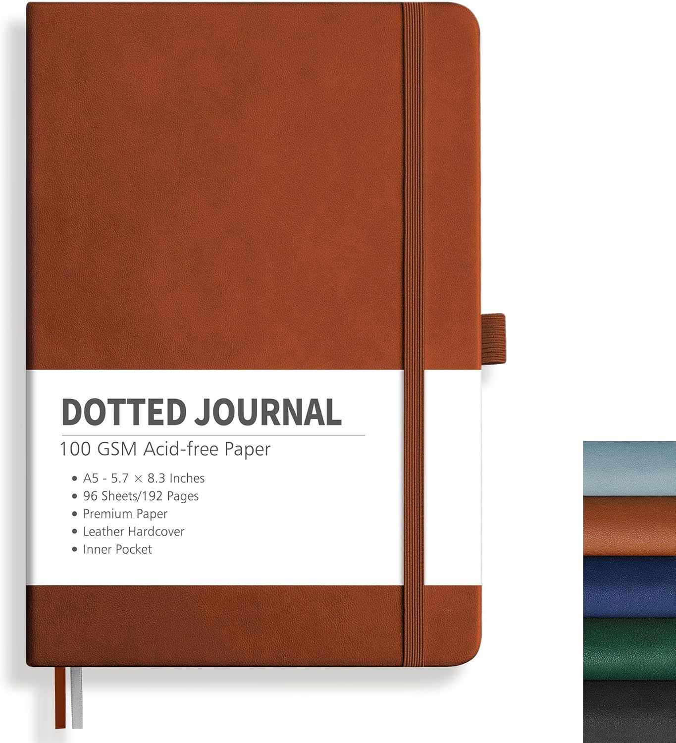 Thumbnail 6 de RETTACY Notizbuch A5 Dotted – 192 Seiten, 100 g/m² Papier, Dunkelgrün, Hardcover Bullet Journal
