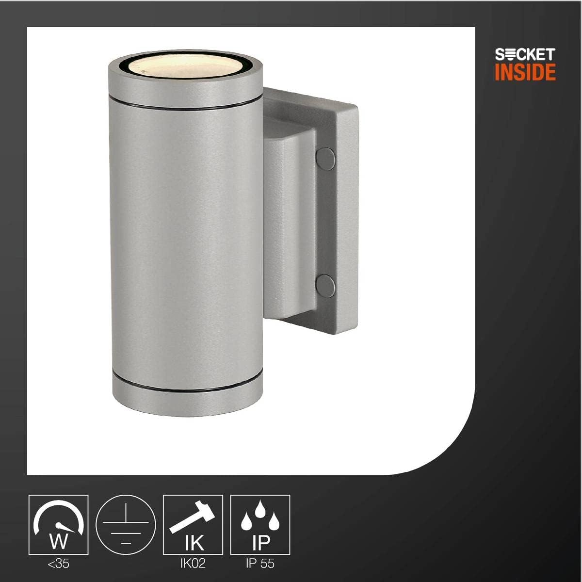 Detalle de SLV New Myra 233114 – Applique Murale Haut/Bas Gris argenté