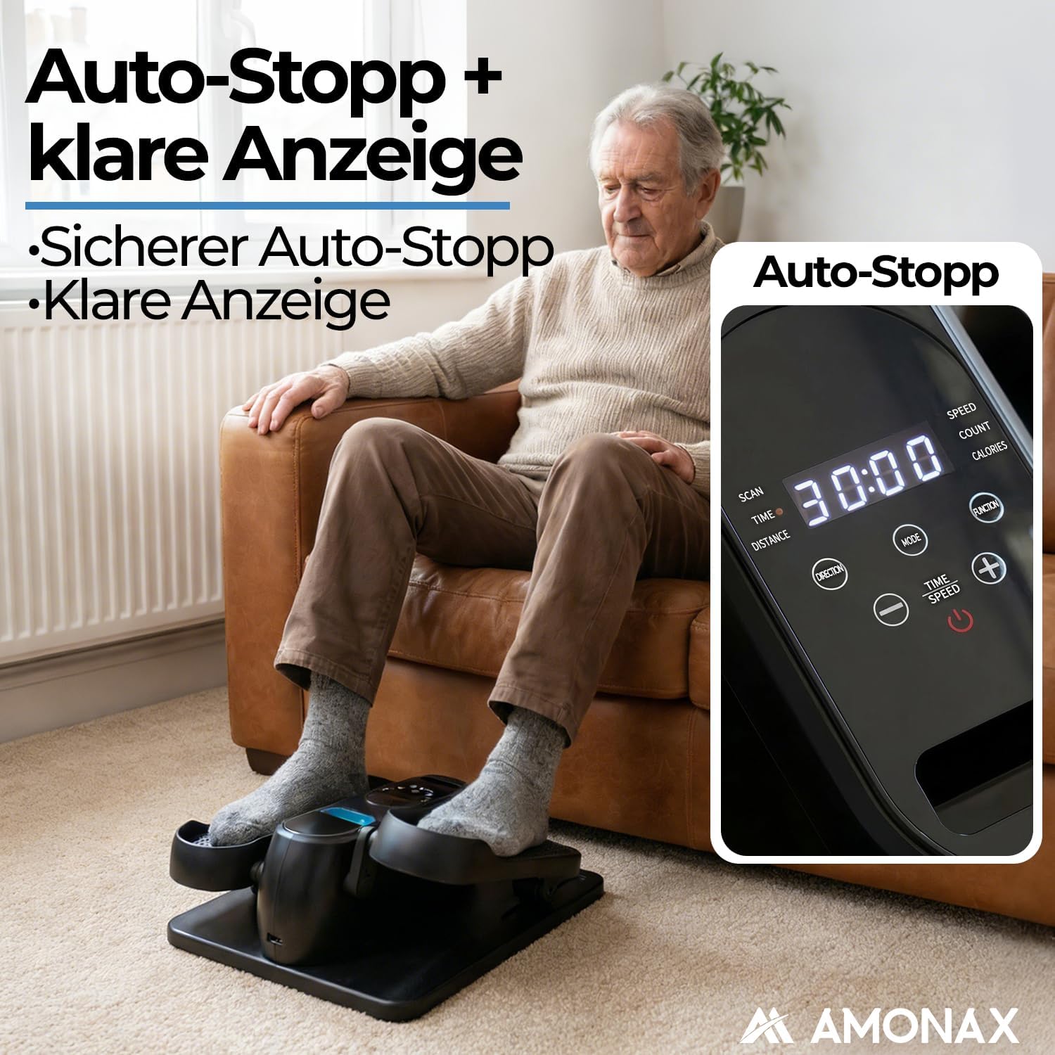 Detalle de Amonax Elektrischer Mini Ellipsentrainer – kompakt, leise und vielseitig für Zuhause und Büro