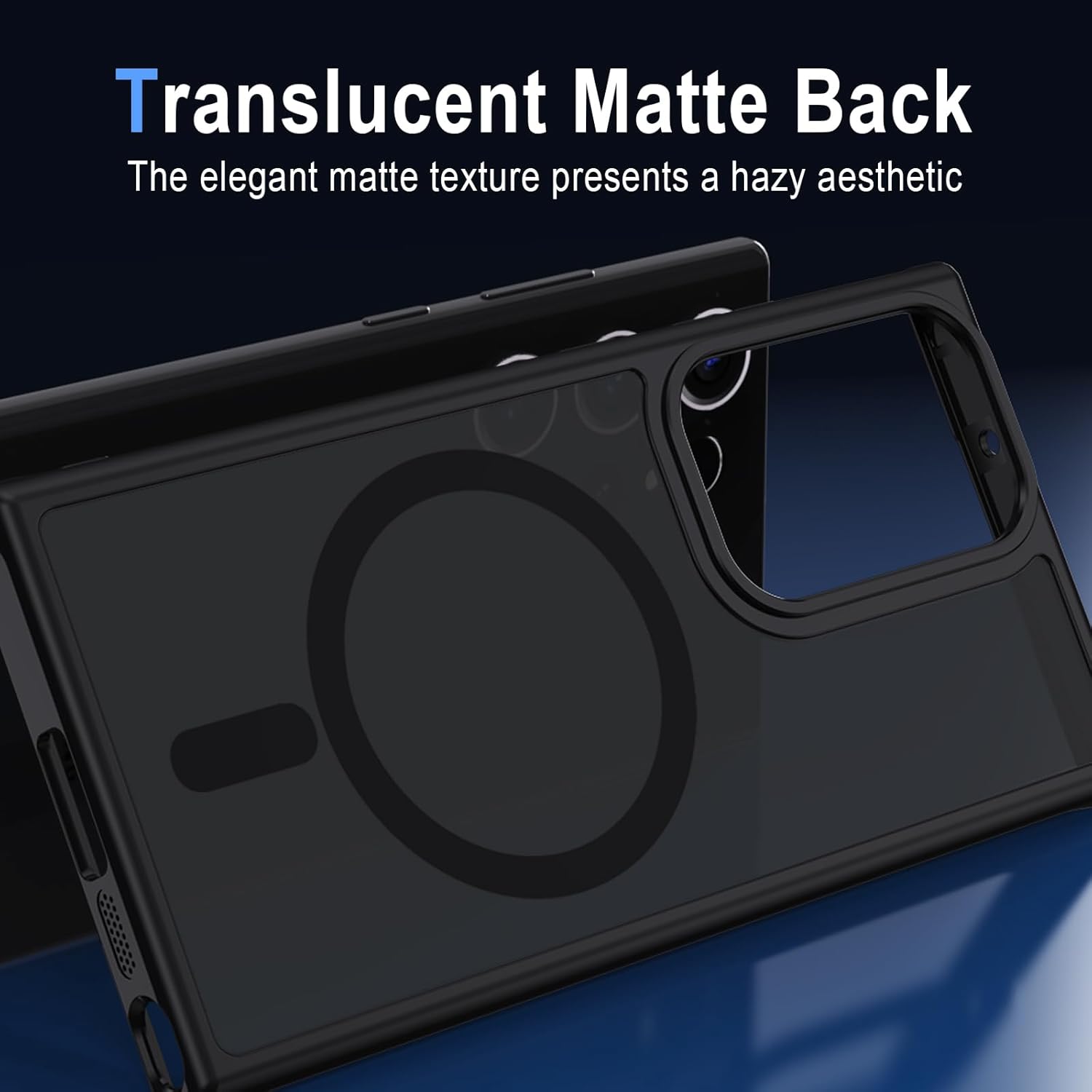 Thumbnail 5 de XTCASE Coque magnétique pour Samsung Galaxy S23 Ultra 5G – Dos translucide noir, cadre TPU et bord métal