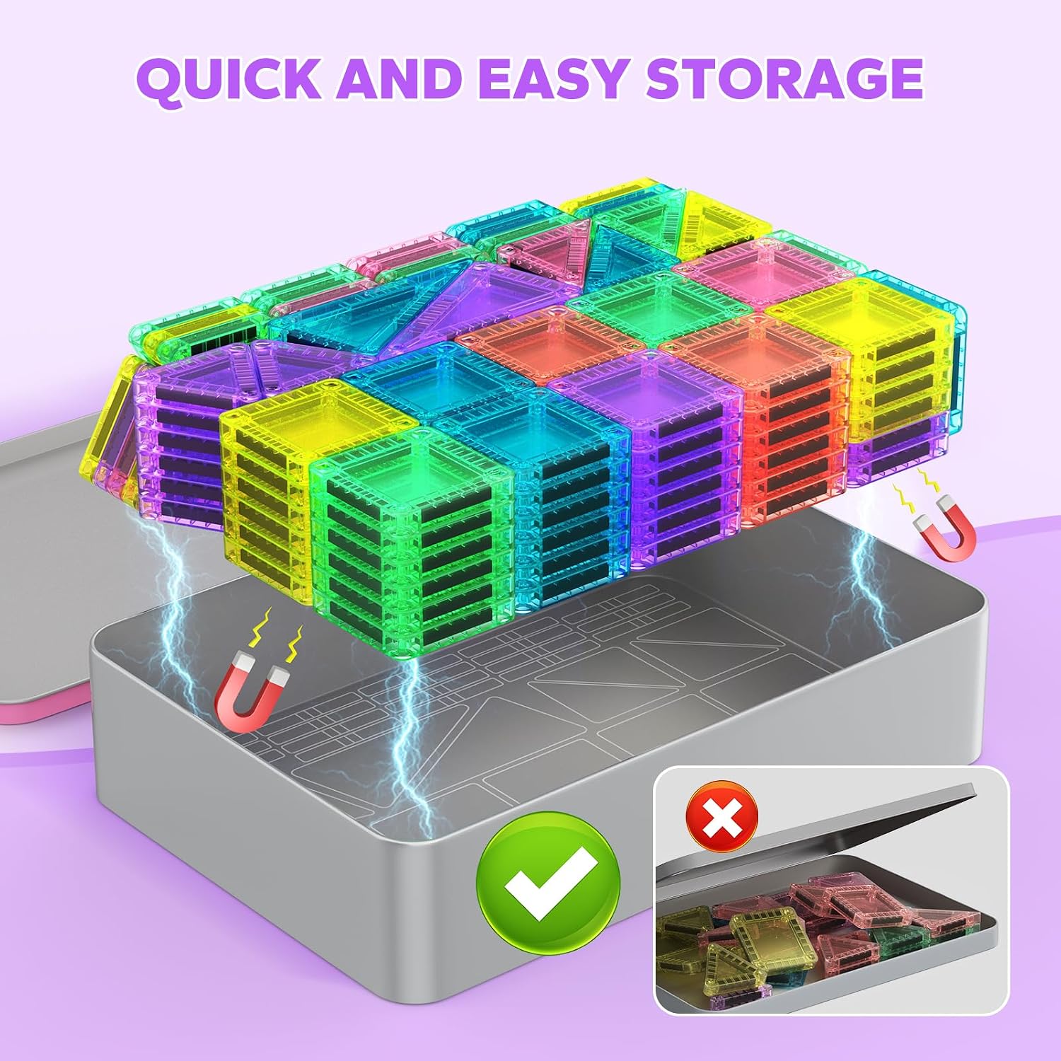 Thumbnail 2 de BAIJLE 140PCS Mini Magnetic Tiles set for kids 🧩