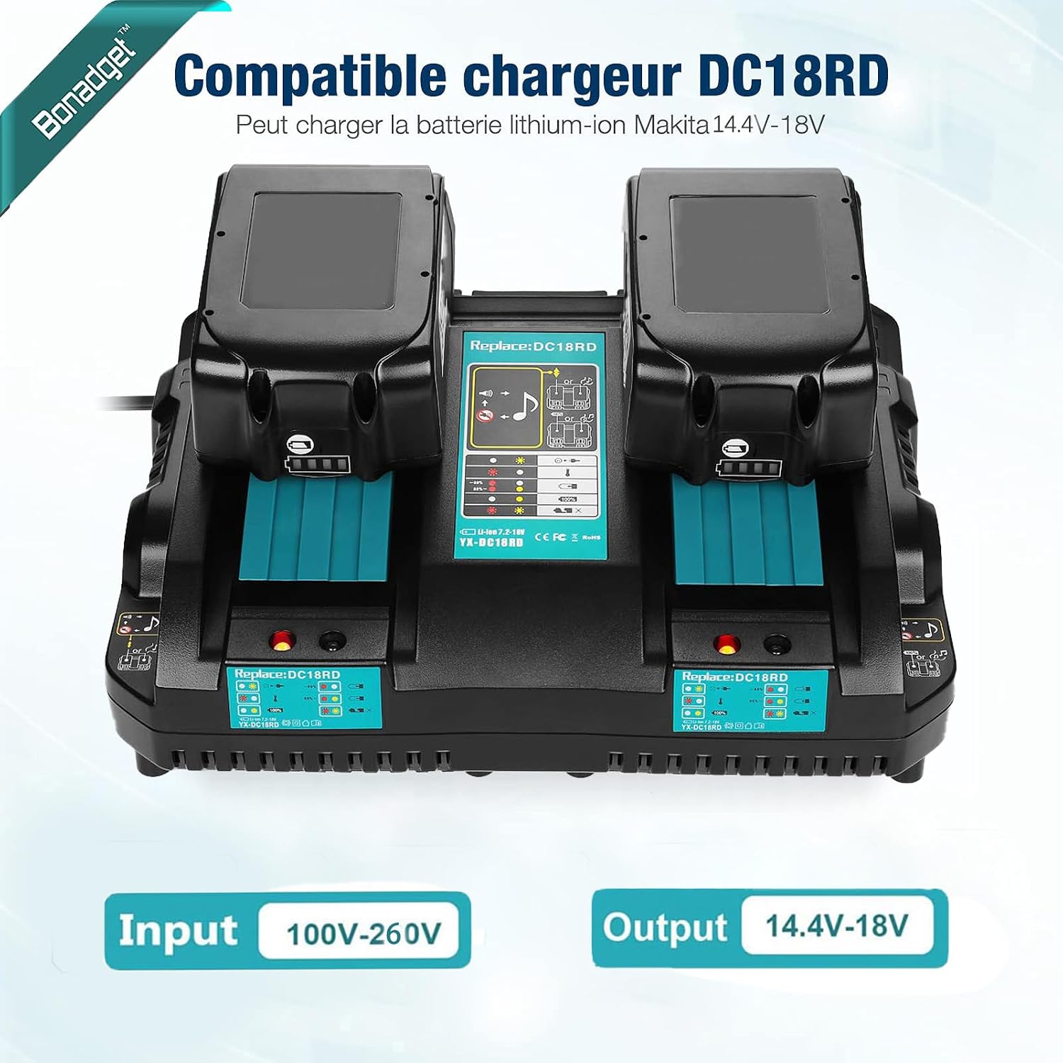 Detalle 2 de Bonadget 18V 5,0Ah accu's met DC18RD 6A-duallader