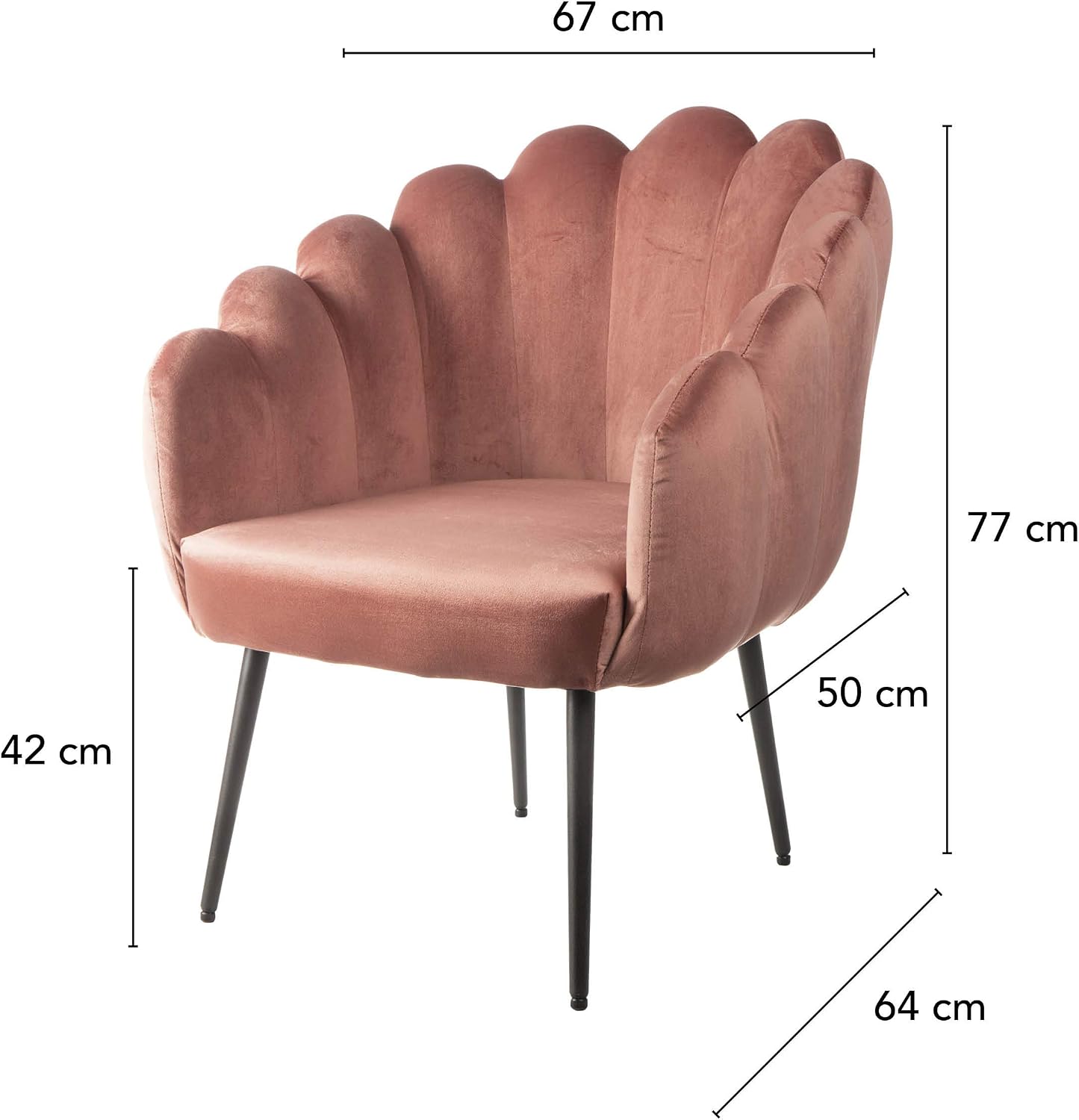 Detalle 1 de Baroni Home Poltrona Conchiglia in velluto cipria: stile glamour e comfort per living o camera