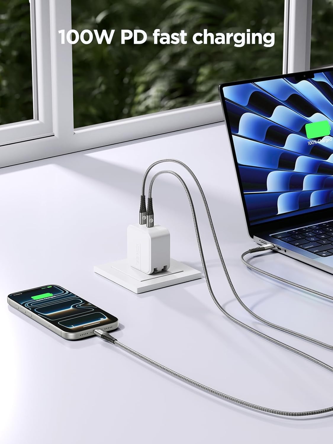 Thumbnail 5 de USB-C to USB-C Cable 2m 2-Pack (Fast Charge 100W, 480Mbps) – nylon-braided charging lead