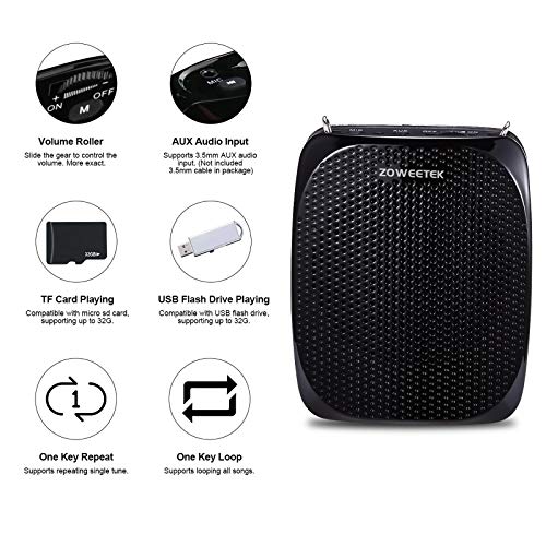 Detalle de ZOWEETEK Portable Rechargeable Mini Voice Amplifier for Teachers