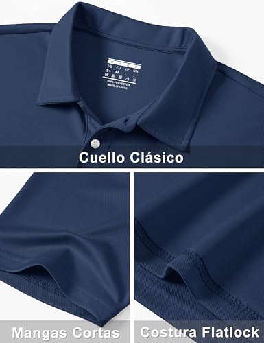 Thumbnail 2 de TACVASEN Polo Hombre Manga Corta – Transpirable, secado rápido y ligero (Azul Marino, L)