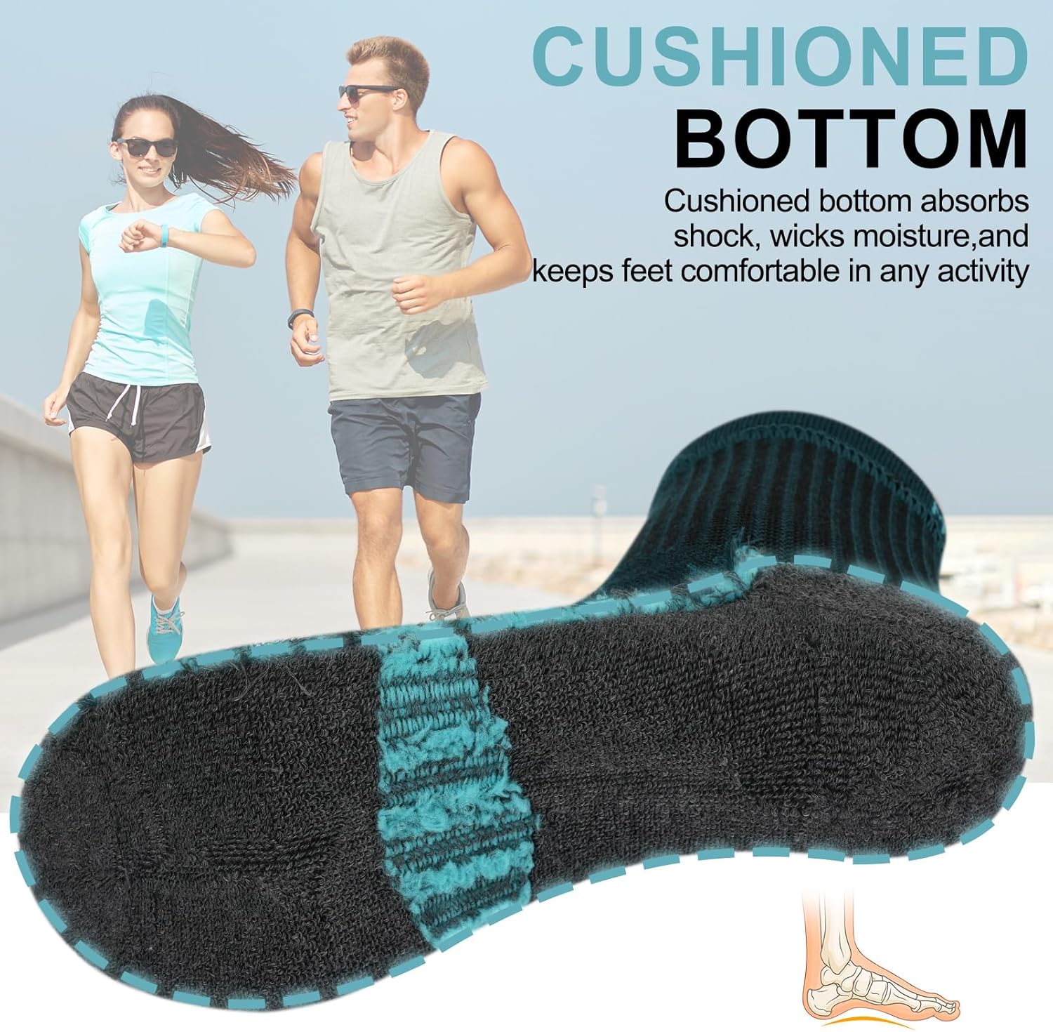 Thumbnail 4 de ILovDaisy Men’s Running Trainer Socks (Ankle, Cushioned & Anti-Blister) – 6 Pairs, UK 6-8 & 9-12