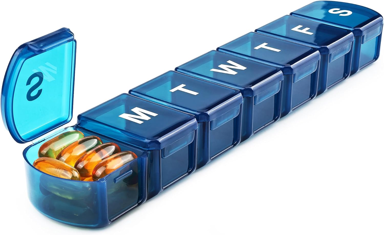 Detalle de MOLN HYMY XL 7-Day Pill Organizer, Blue with Large Compartments and Clear Lid