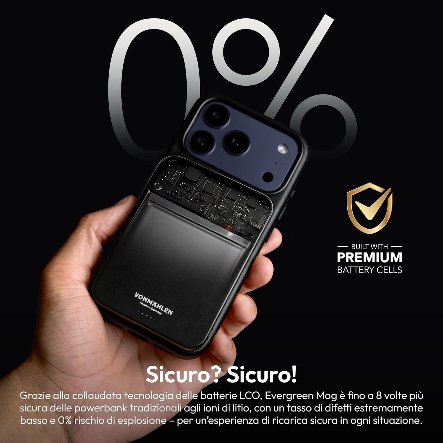 Thumbnail 6 de Vonmählen Evergreen Mag - Powerbank magnetica ultra-sottile da 5000mAh, ricarica wireless 15W e USB-C PD 20W, QI2 Nero