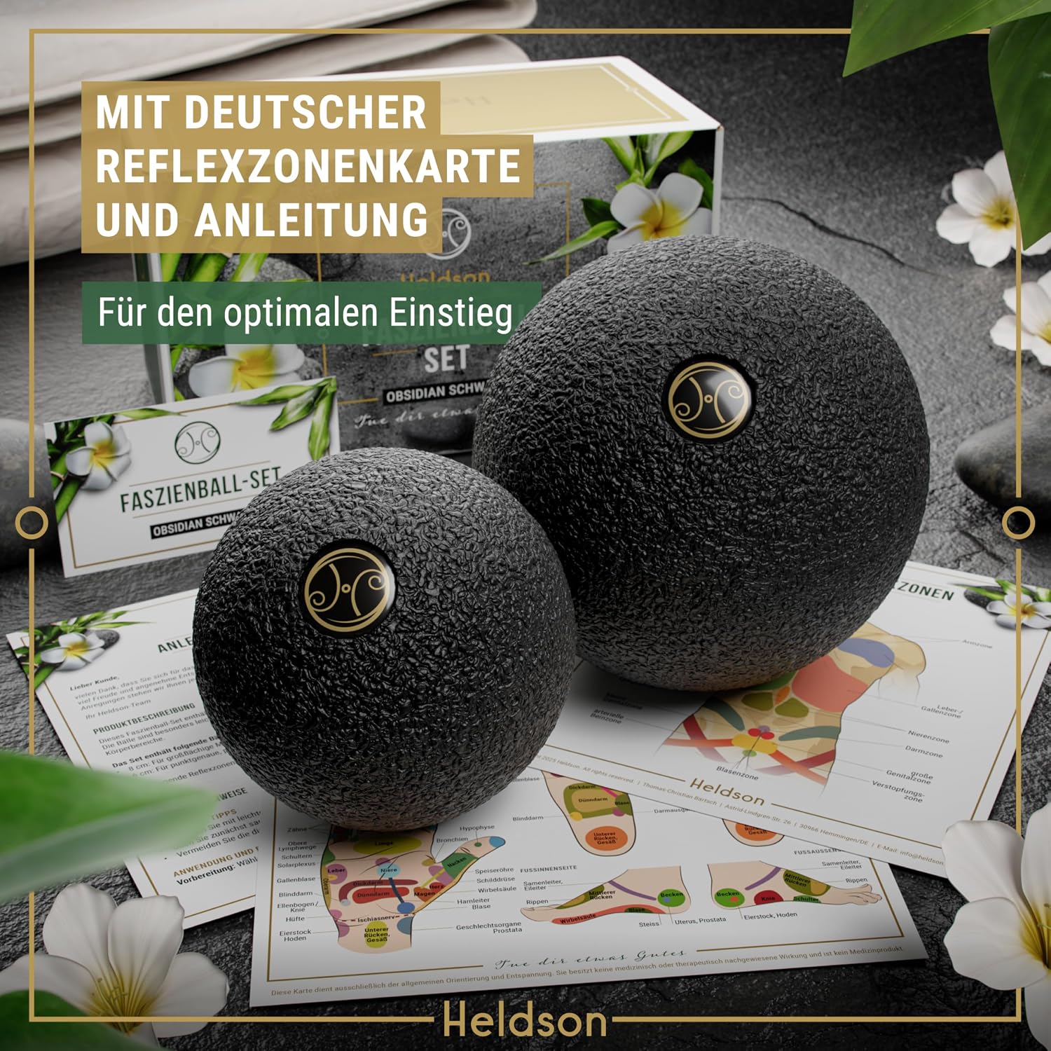 Detalle de HELDSON Premium Faszienball 2er Set 6cm & 8cm