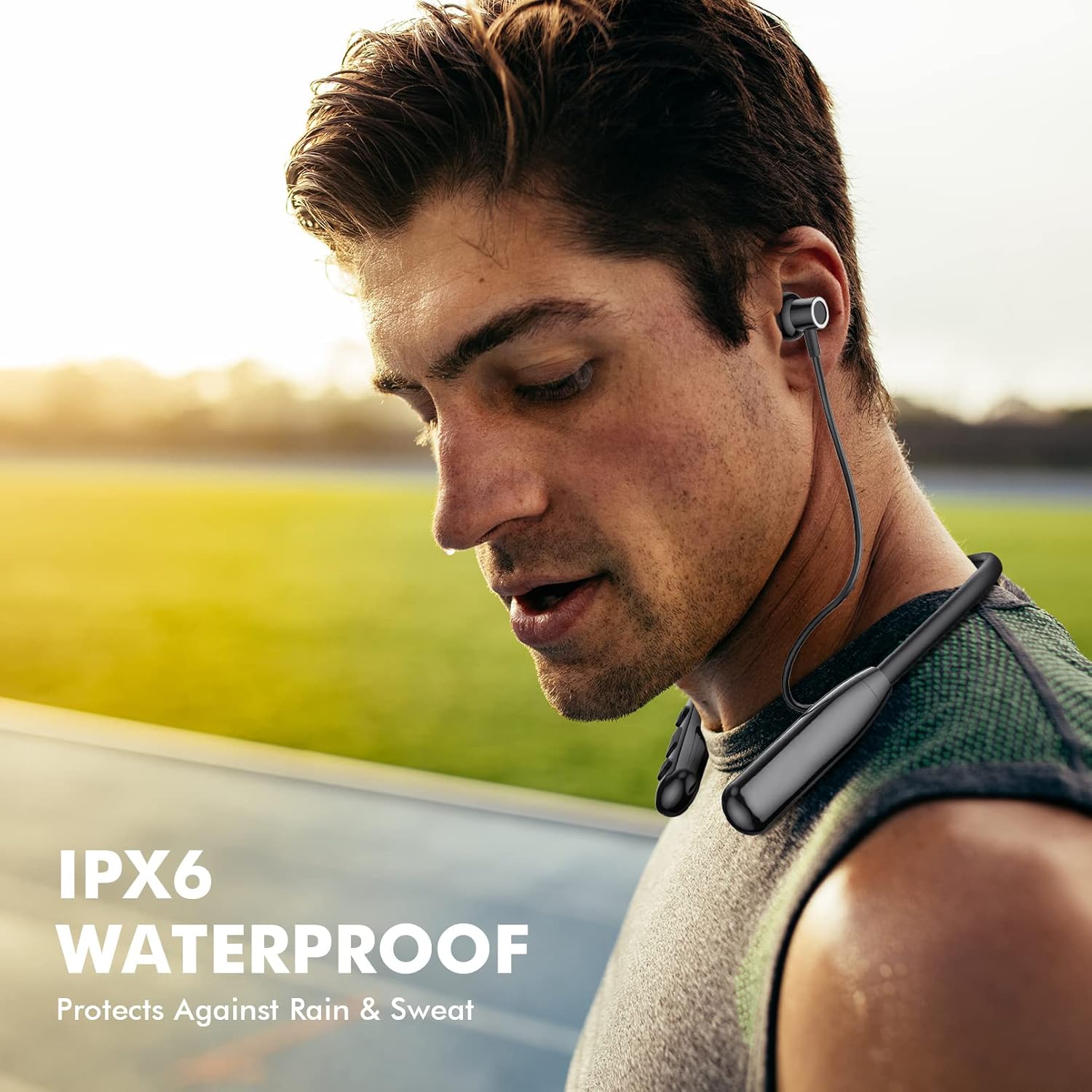 Thumbnail 6 de NSYYE Bluetooth 5.3 neckband wireless headphones with mic, IPX6 protection and noise reduction (black)