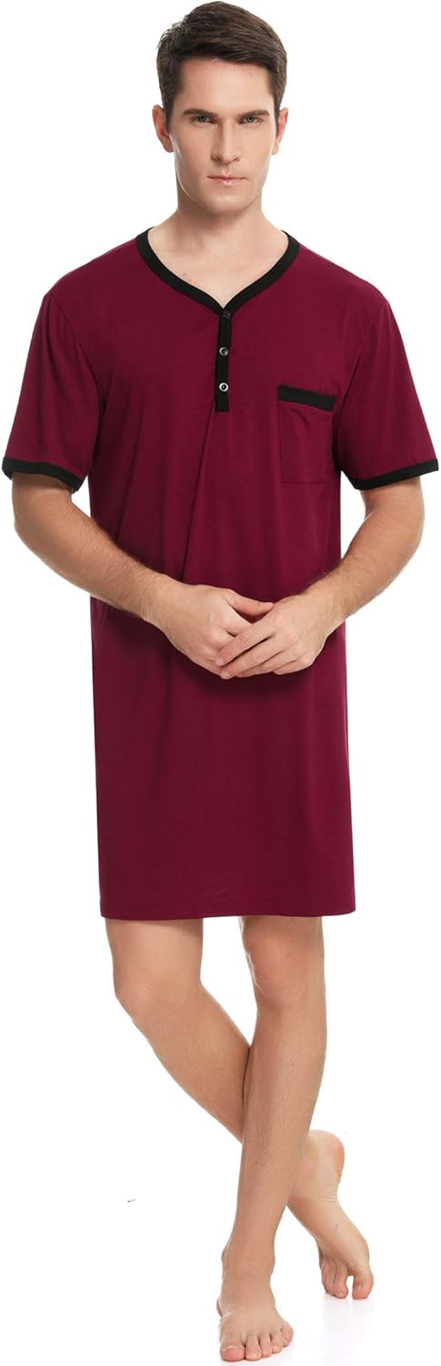 Thumbnail 3 de Enjoyoself Men’s Cotton Pyjama Top (Short Sleeve, Knee Length) – Soft breathable night shirt