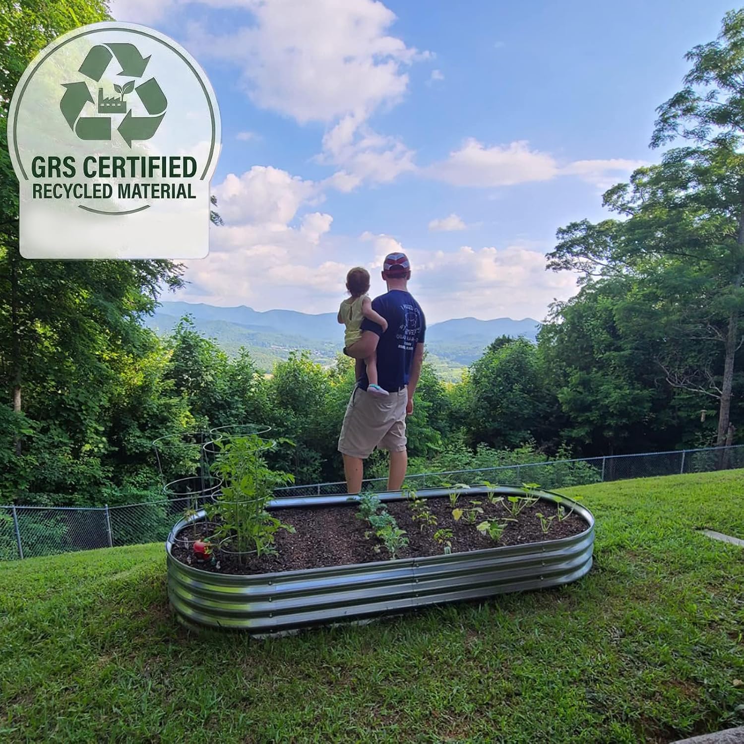 Thumbnail 1 de Rakukiri 5 ft Oval Galvanized Raised Garden Bed, Open-Bottom, Silver