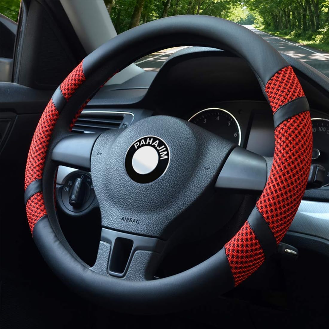 Thumbnail 6 de Pahajim PU Leather Steering Wheel Cover (Purple) – 38cm fit