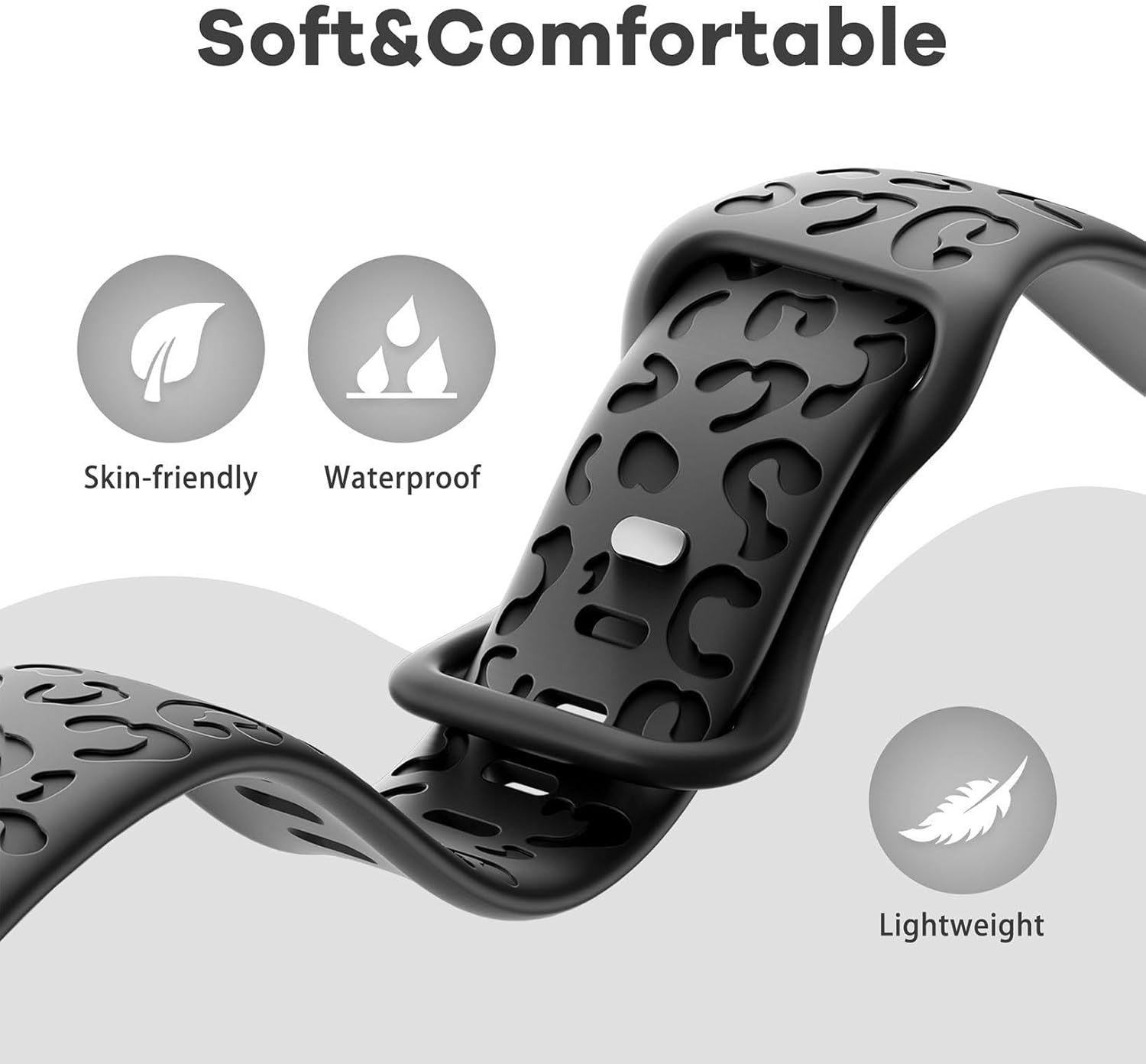 Thumbnail 5 de Wizvv Leopard Engraved Silicone Bracelet for Garmin Watches (18mm/20mm/22mm) – Compatible with Venu 2S, Vivoactive 4S, Venu 3S, Forerunner 265S and more