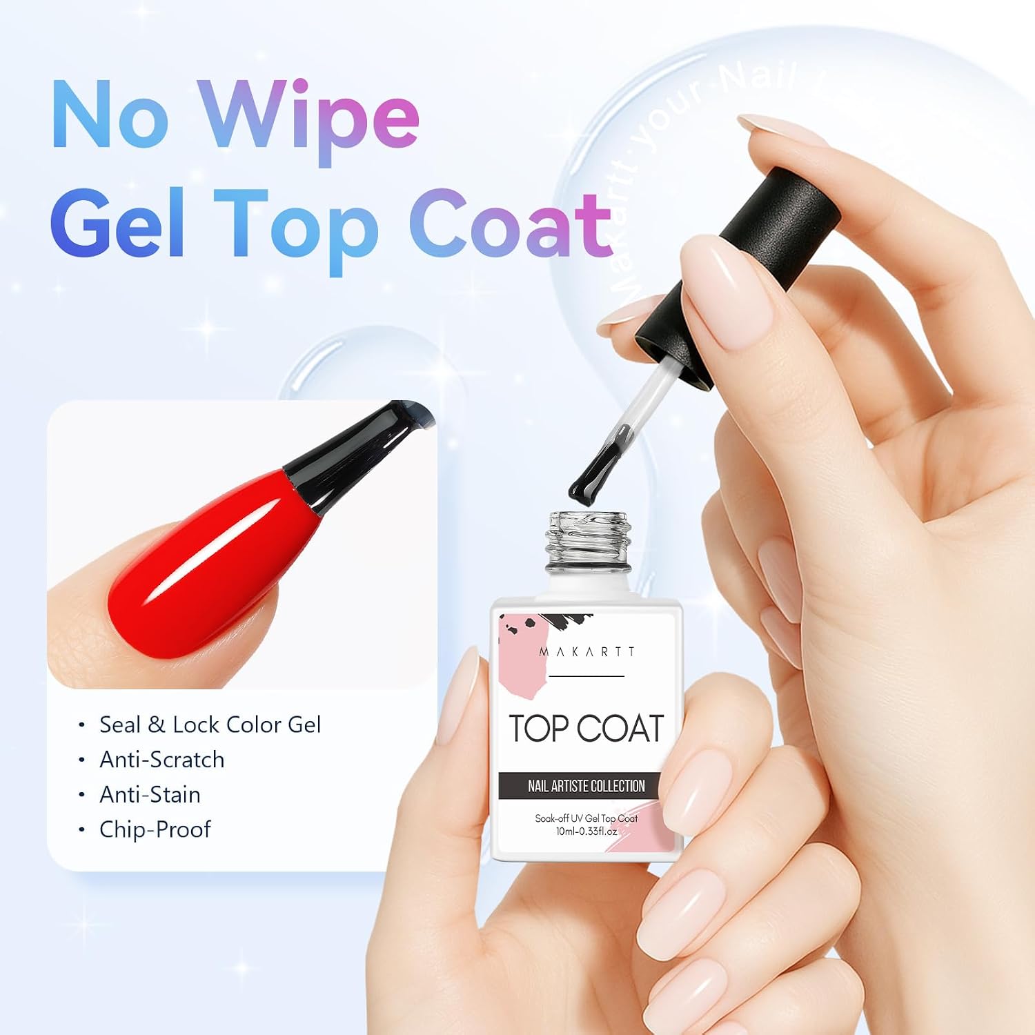 Detalle 2 de Makartt Gel Top Coat 10ML no-wipe nail polish ๐