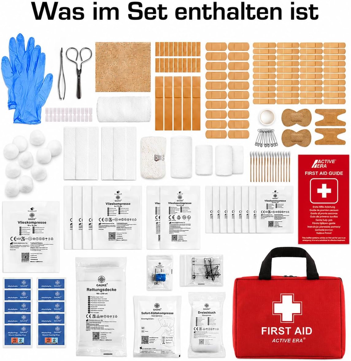 Detalle de Active Era Premium Erste Hilfe Set – 180-tlg. Notfallkasten für Zuhause, Reise & Outdoor