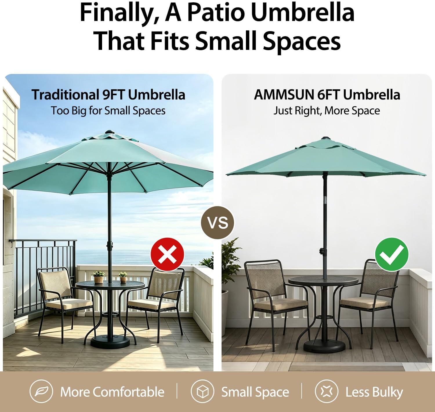 Thumbnail 2 de AMMSUN Patio Umbrella, 6 ft