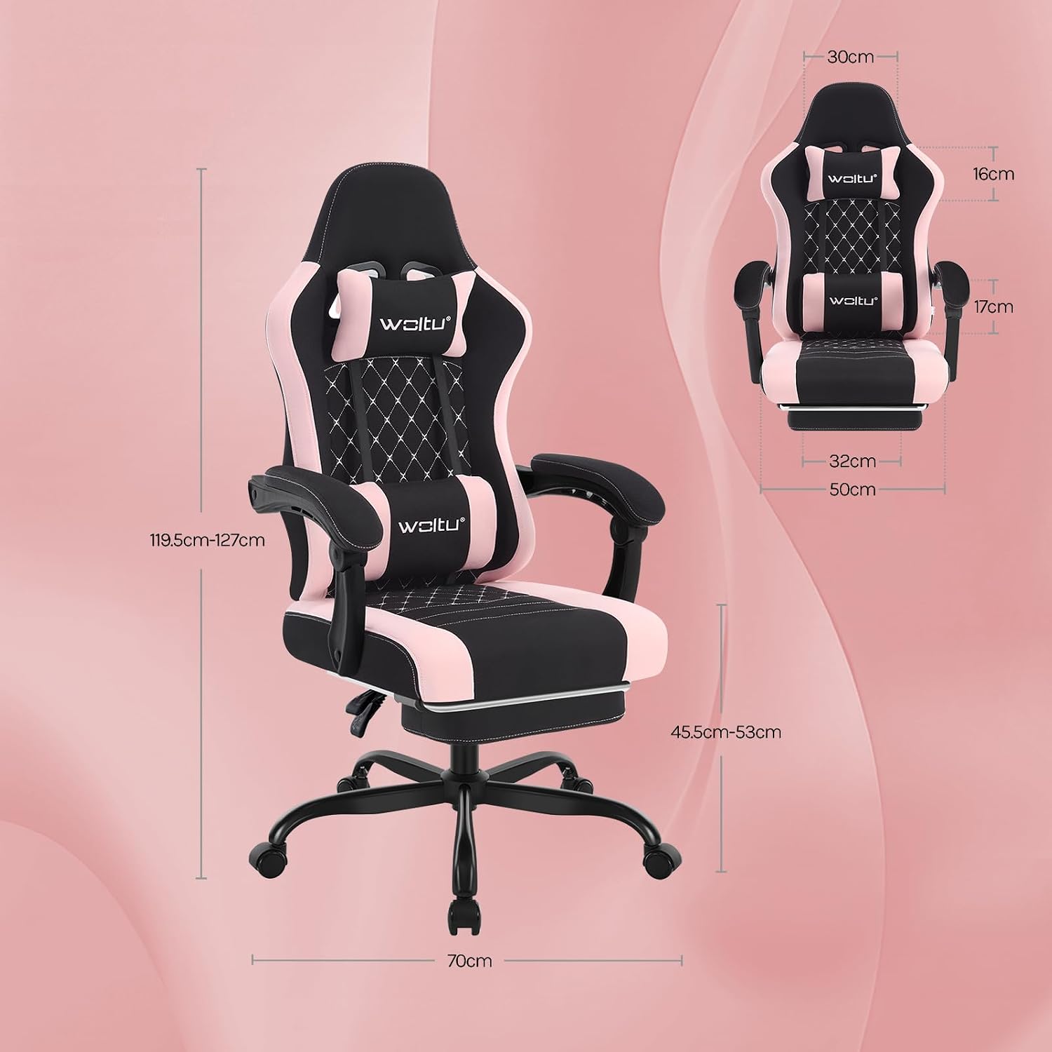 Detalle de WOLTU Gaming Stuhl mit Massagefunktion, 150 kg