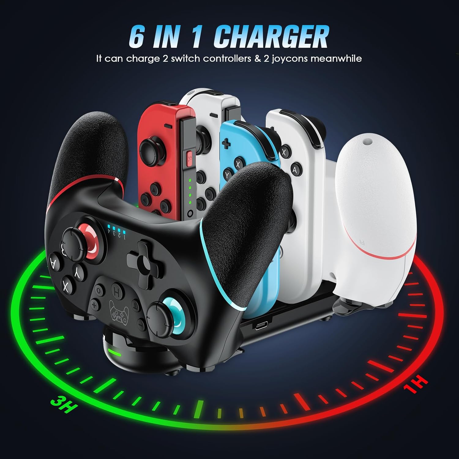 Thumbnail 3 de VidPPluing 2 Pack Switch Controllers with Charging Dock: A Practical 2-Controller Bundle for Switch, Lite, OLED, and PC