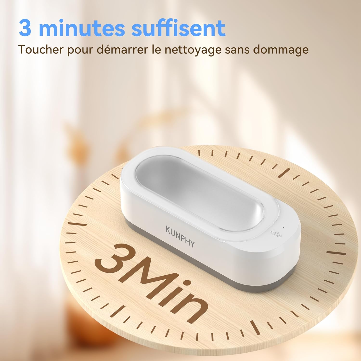 Detalle de Nettoyeur à ultrasons 350 ml – Appareil de nettoyage professionnel pour bijoux et lunettes (46 kHz, acier inox 304, portable)