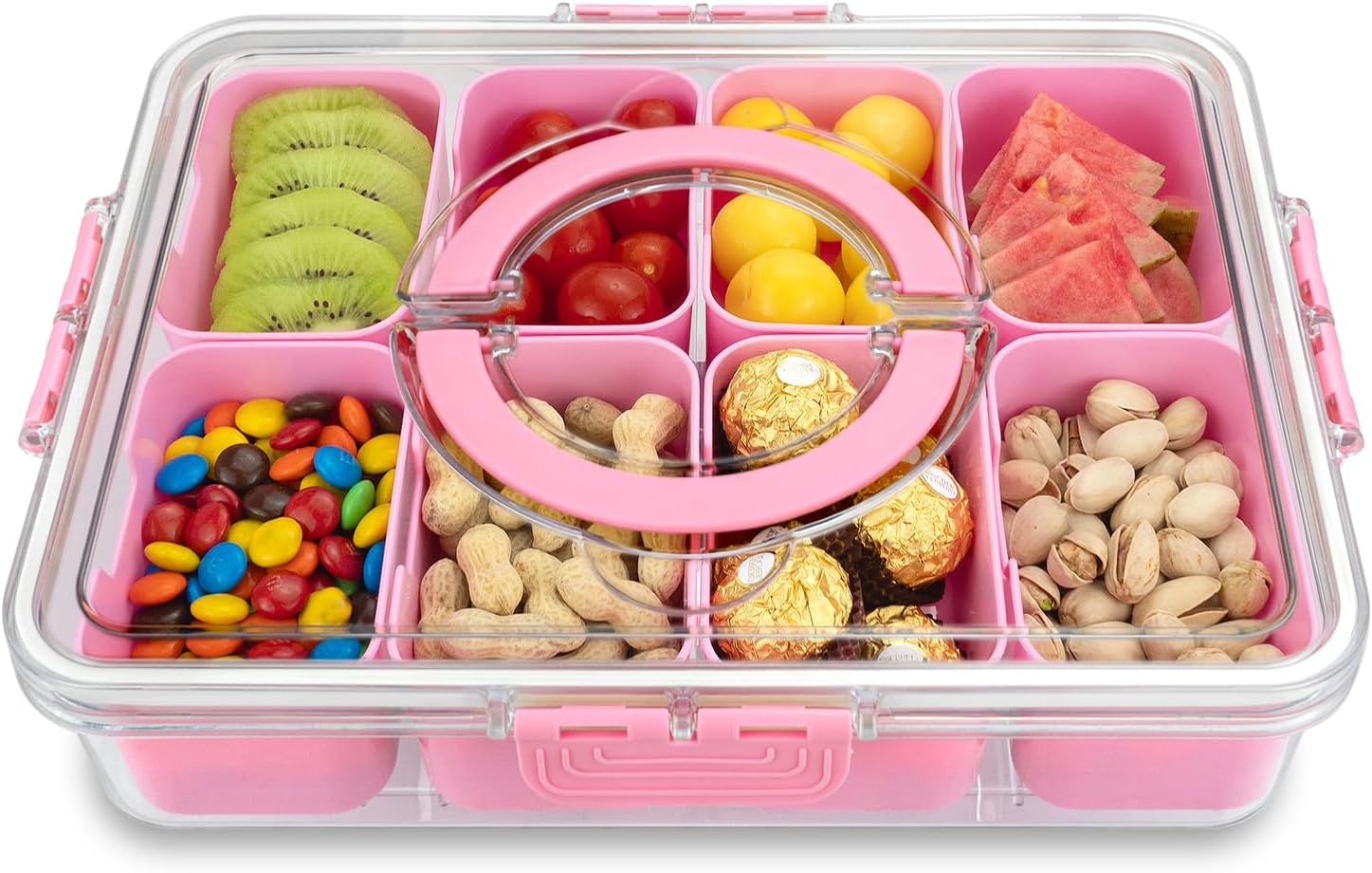 Thumbnail 6 de HRXFOZ Divided Serving Tray with Lid & Handle (8 Compartments) Portable Snack Box