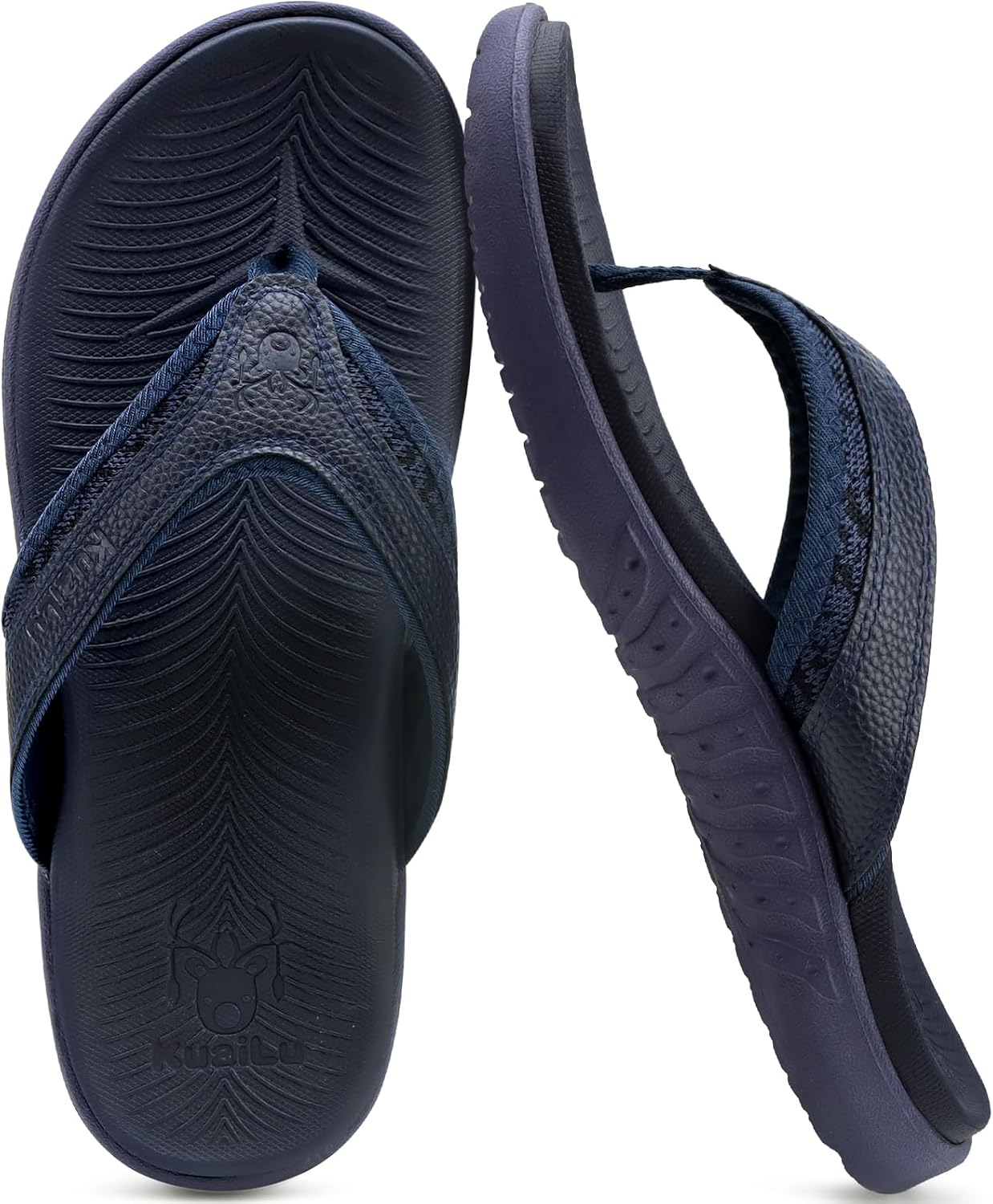 Detalle de KuaiLu Mens Sport Flip Flops with Orthotic Arch Support (Plantar Fasciitis Arch Support) — Outdoor Summer Beach Sandals, Size 7~15