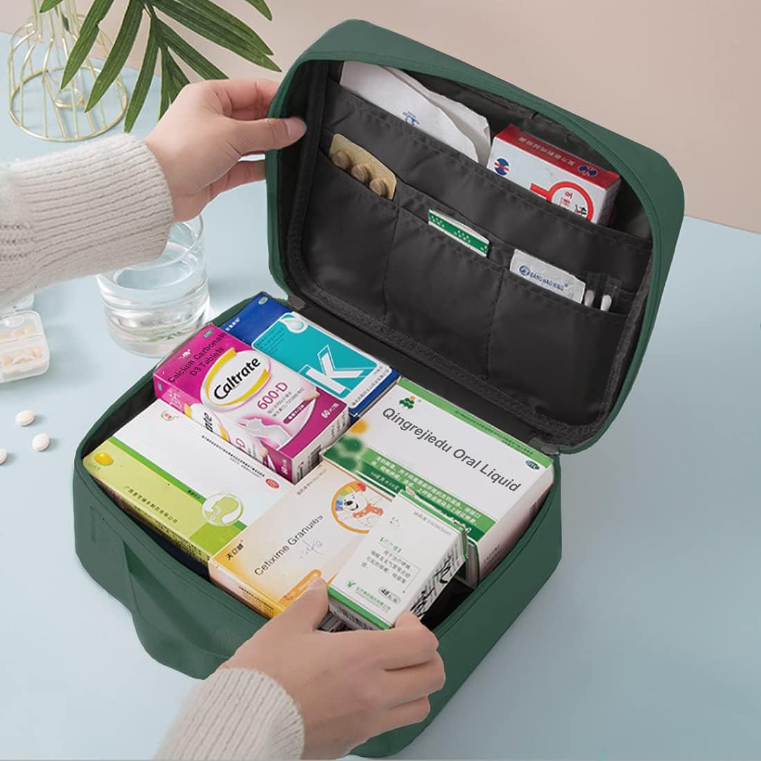 Detalle 2 de WOGOPRO 2er Medikamententasche Set – Große und Kleine Leer-Notfalltasche, wasserdicht (Grün)