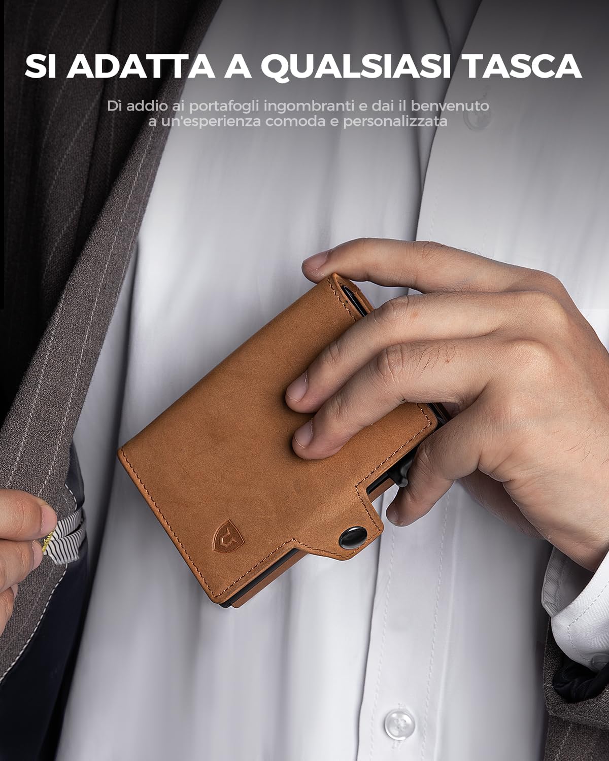 Thumbnail 6 de LORZOR® Portafoglio Uomo Slim in Pelle con RFID, portacarte pop-up e portamonete