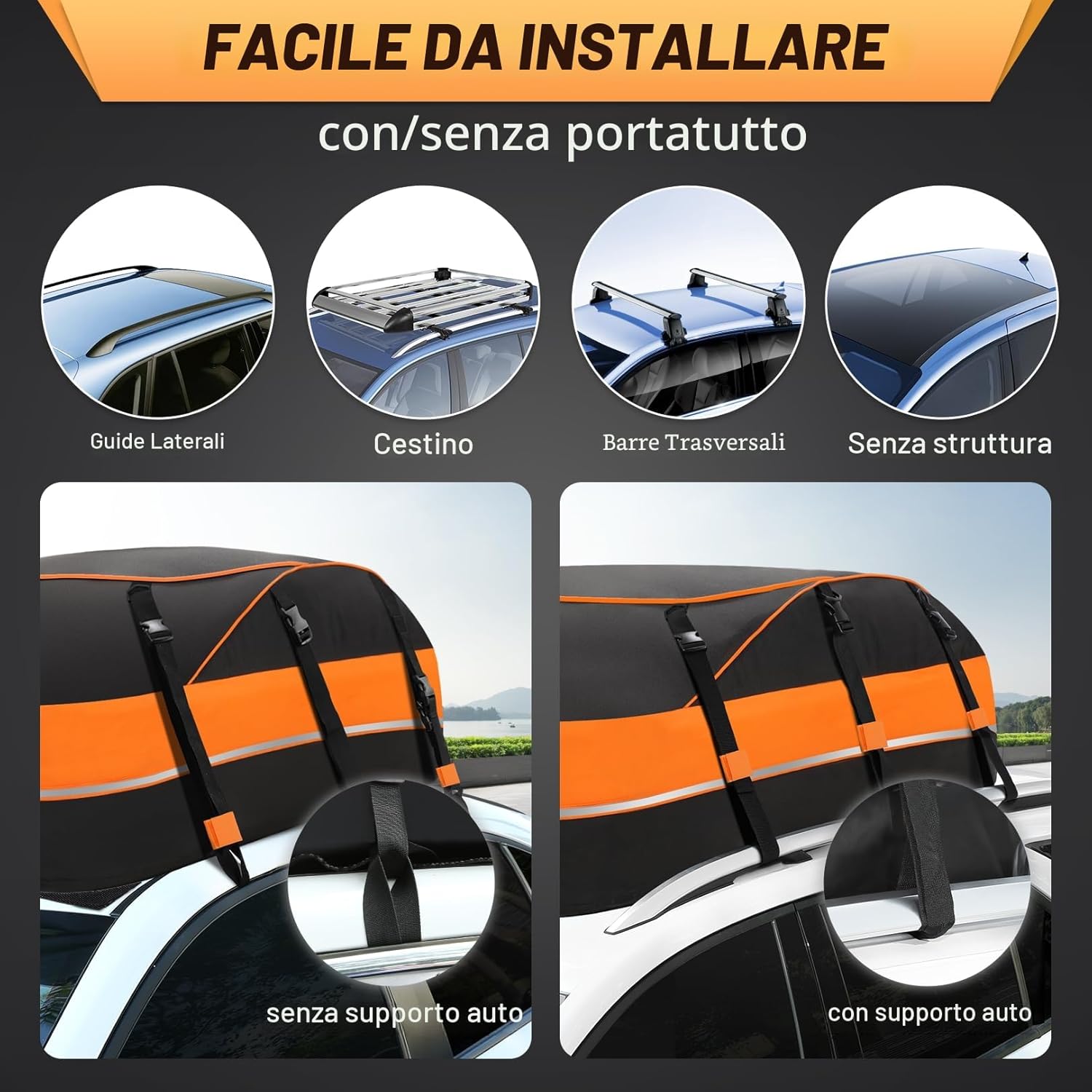 Detalle de Sailnovo Box Tetto Auto: Portapacchi Rigido, Impermeabile e Facile da Usare per Viaggi in Famiglia