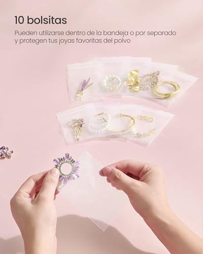 Thumbnail 3 de SONGMICS Portajoyas JJS036AB01: Portajoyas de metal con bandeja de terciopelo y tres marcos para ordenar collares, pulseras, pendientes y anillos