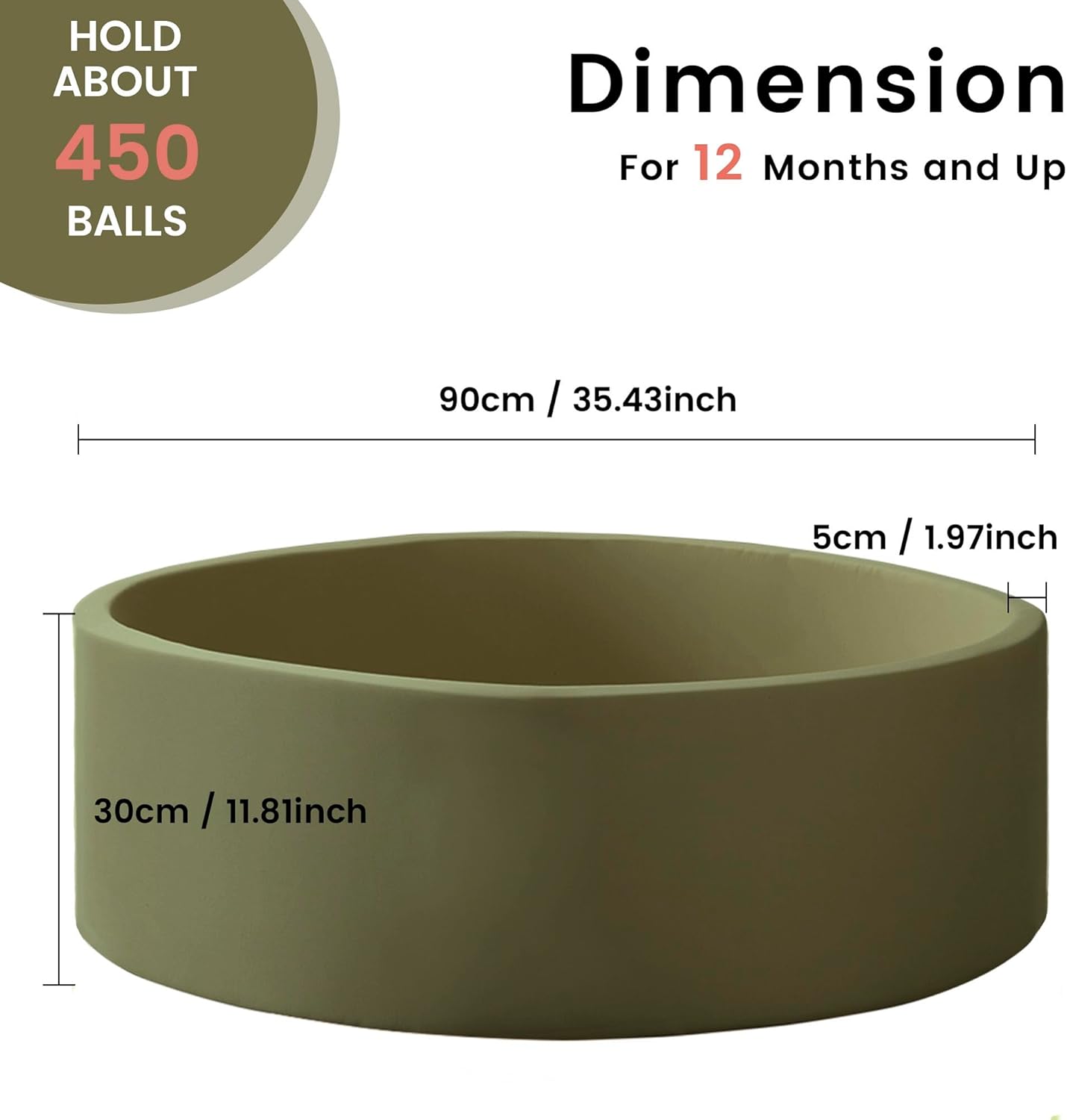Thumbnail 2 de Zedachica Ball Pit for Toddlers 1-3 Memory Foam Ball Pit (Sage Green) – 35.4" x 11.81