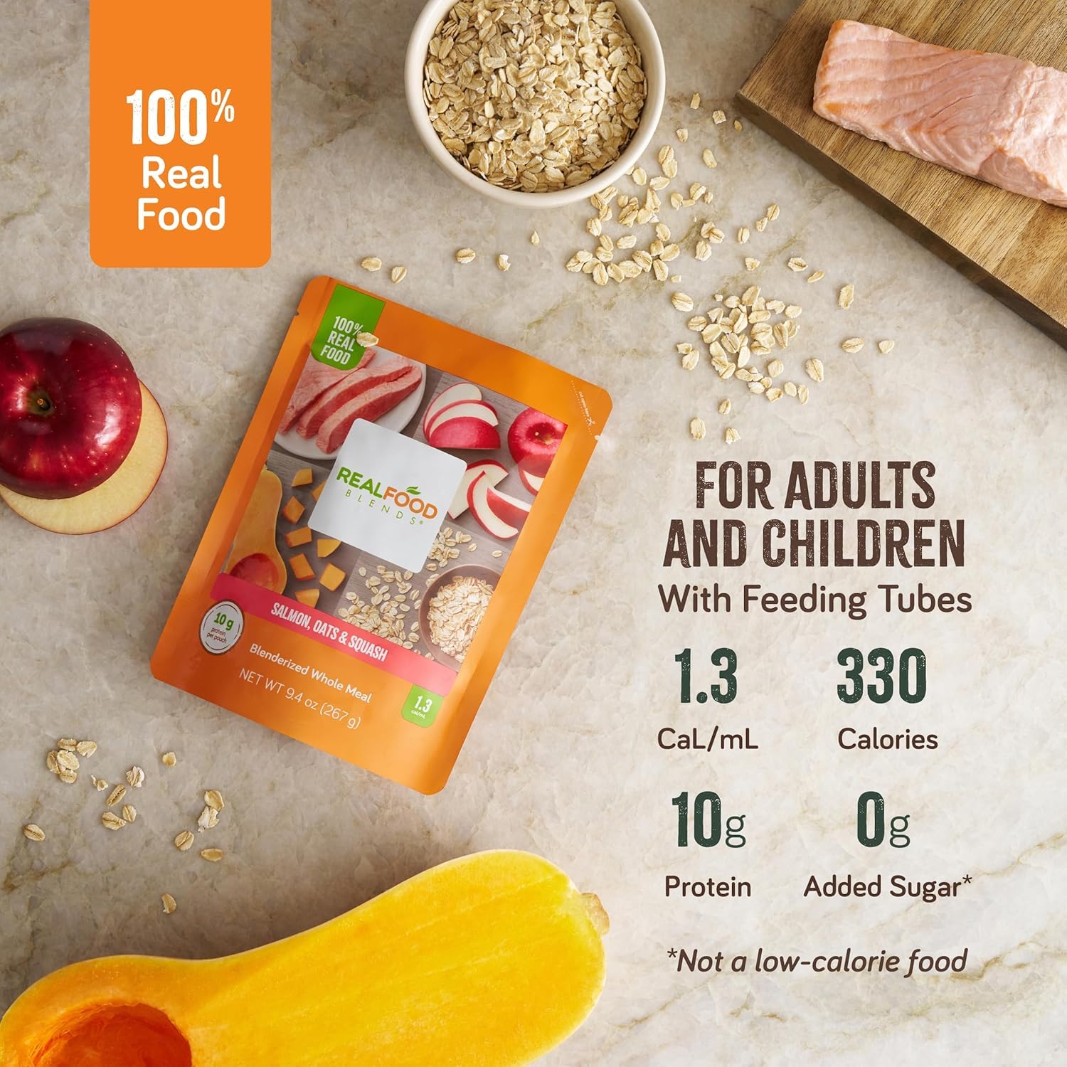 Thumbnail 2 de Real Food Blends 176987 Salmon, Oats & Squash Tube Feeding Meal, 330 Calories, 12-Pack