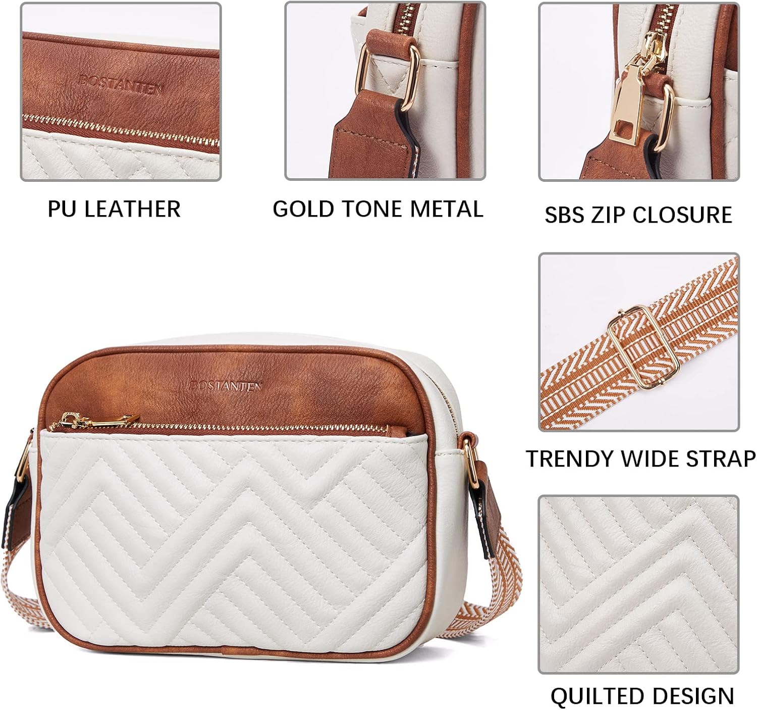 Thumbnail 3 de BOSTANTEN Quilted Crossbody Bag 8.7"