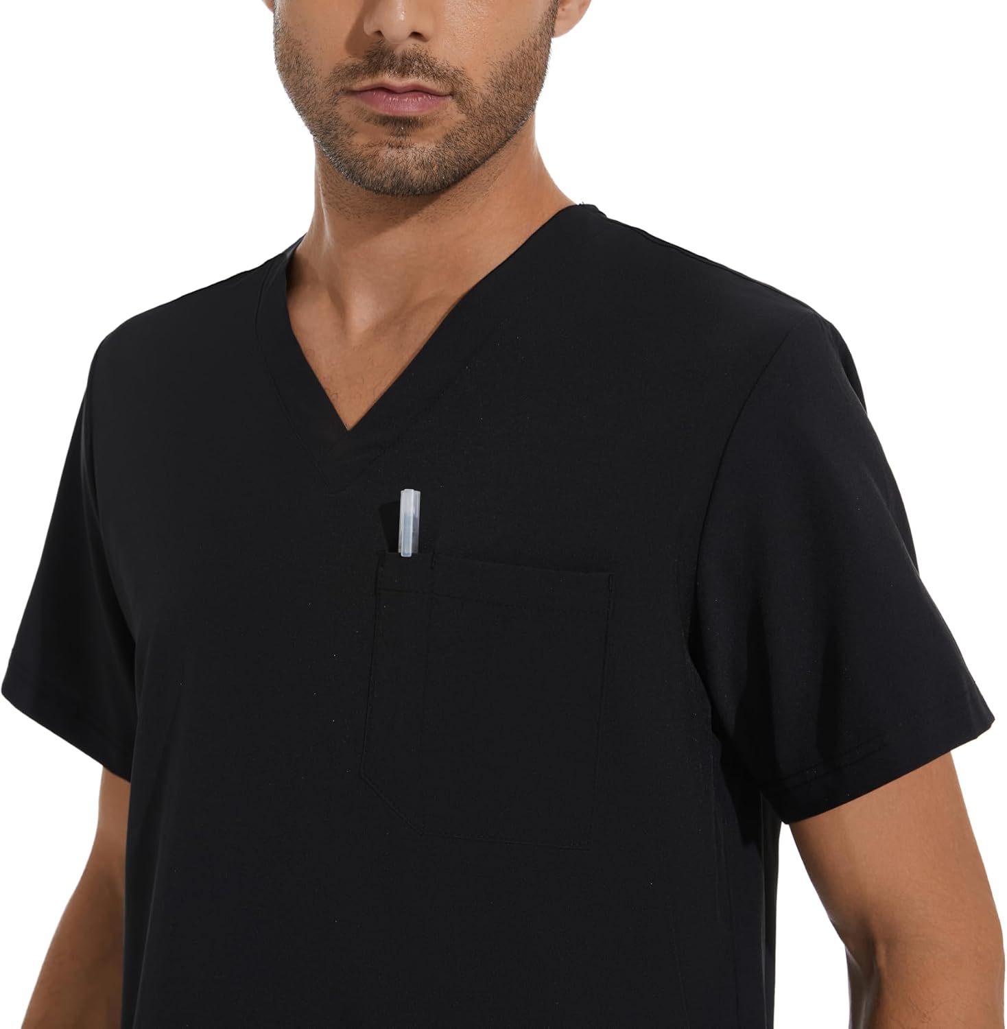 Detalle de COZYFIT Men Scrubs Set (V-Neck Top & Yoga Jogger Pants) with 8 Pockets