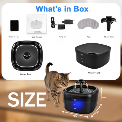 Thumbnail 6 de Fontaine à Eau Nenozi pour Chats et Chiens - 2,2 L, Pompe Ultra-Silencieuse et Filtration Triple