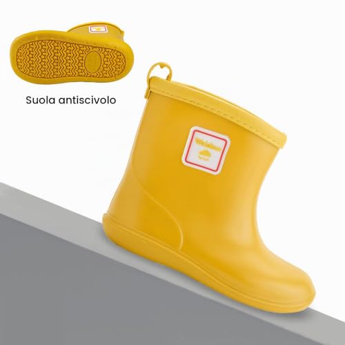 Thumbnail 6 de Weishuo Stivaletti Pioggia Bambino – Stivali di gomma antiscivolo impermeabili da 1 a 8 anni (Taglia 22 EU, Colore Giallo)
