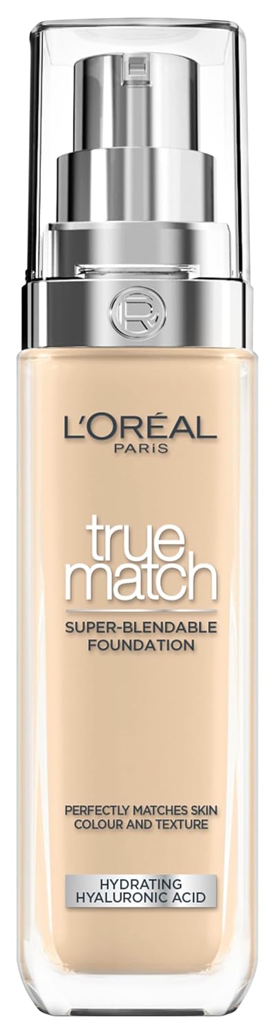 Detalle de L'Oréal Paris True Match Foundation 2.N Neutral Light – Hyaluron, vegane Formel, mittlere Deckkraft, natürliches Finish, 30 ml