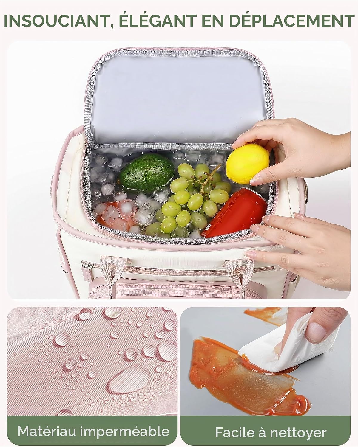 Thumbnail 4 de HOMESPON geïsoleerde lunchtas, 11,5 liter, roze met bekerhouder