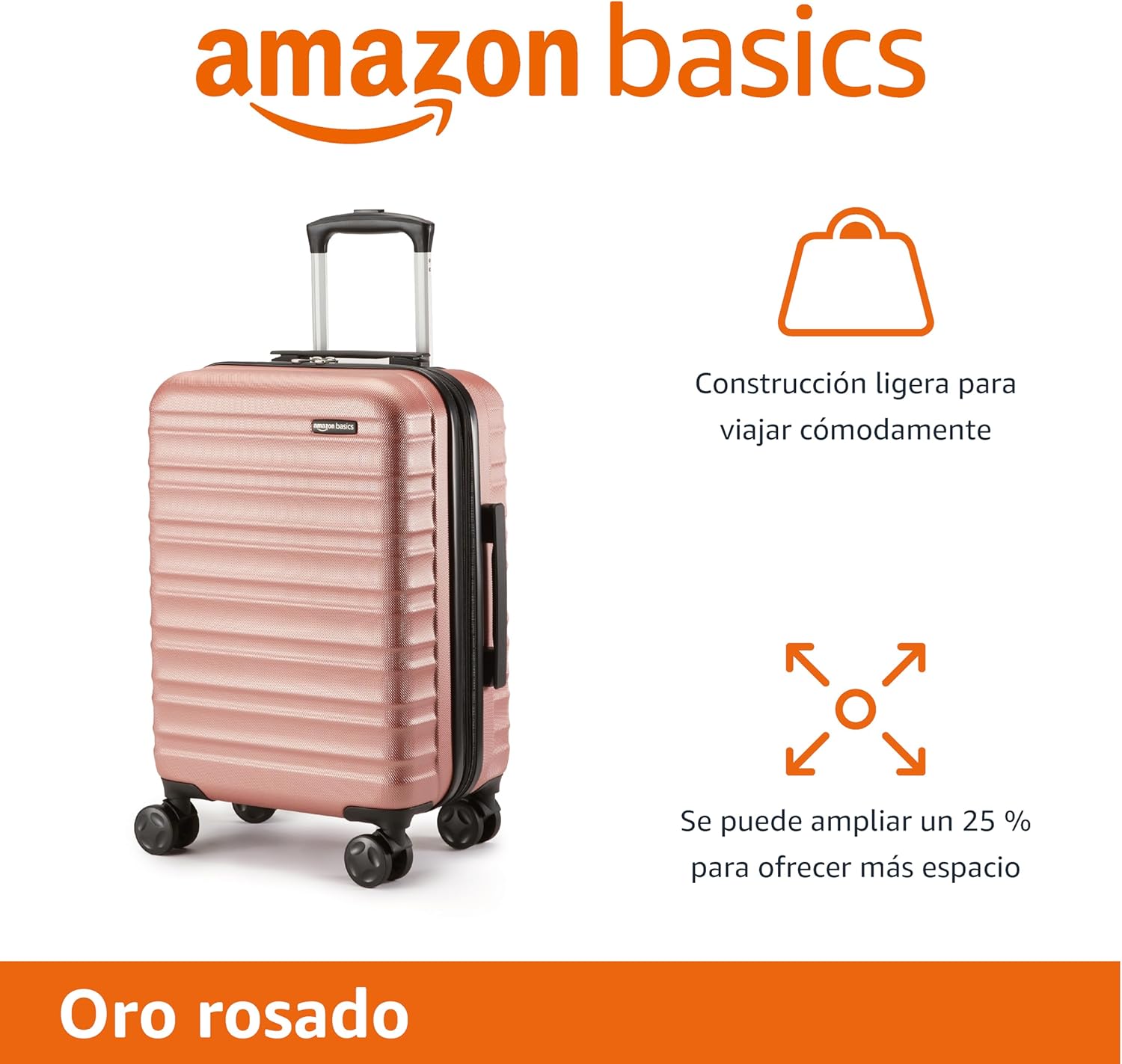 Thumbnail 1 de Amazon Basics Maleta de Mano Rosada con Ruedas Giratorias ✈